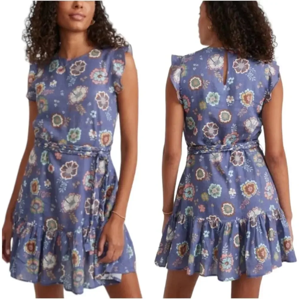 MARINE LAYER Laney Mini Dress NWT $128 Marlin Hibiscus Floral NO TIE Size S - Picture 3 of 9